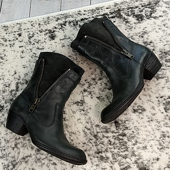 Born Shoes - Born leather zippered moto boots